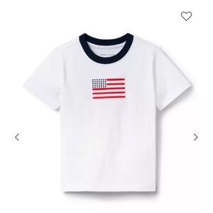 Janie and Jack White Tee with Flag Design